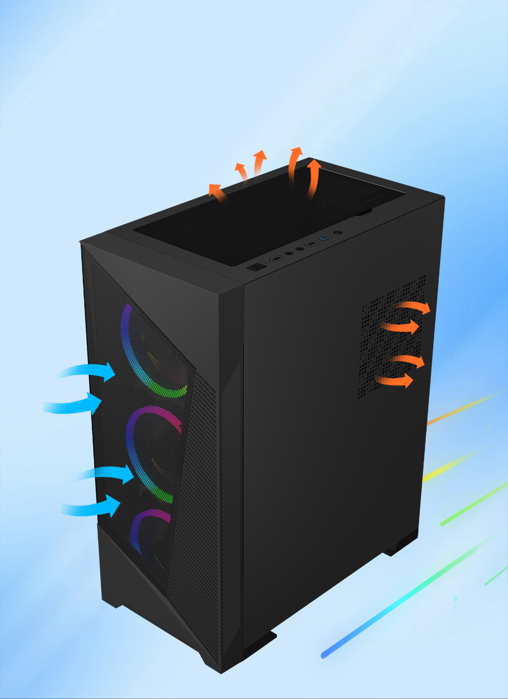 DIYPC Rainbow-Flash-F1 ATX Mid Tower Computer Case